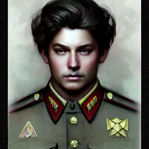 Prompt: a ( stalin ), beauty portrait, fantasy, digital art by krenz cushart, laurie greasly, wlop, artgerm, intricate, highly detailed, sharp focus, smooth, epic composition, joyful, unreal engine