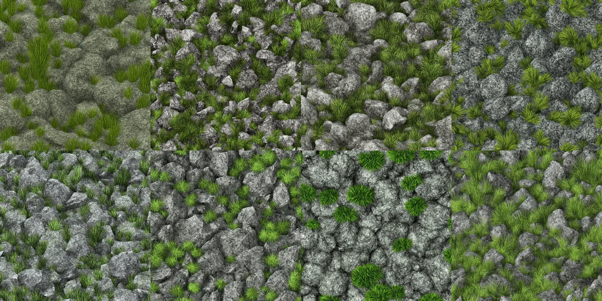 Prompt: crystal grassy rocky terrain texture, thick green glassy crystal shards, detailed terrain texture, shiny, 2 d texture, seamless