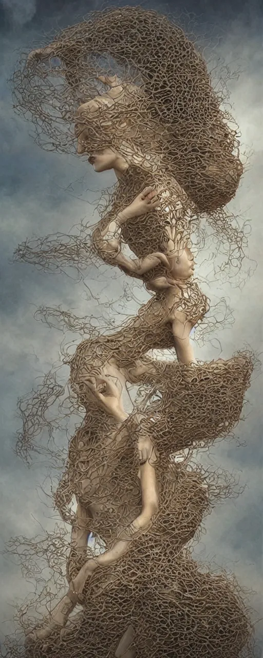 Image similar to conjuring an image from noise, by michael parkes, peter gric, and greg rutkowski, intricate, artgerm