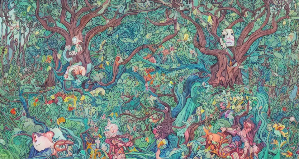 Prompt: Enchanted and magic forest, by James Jean