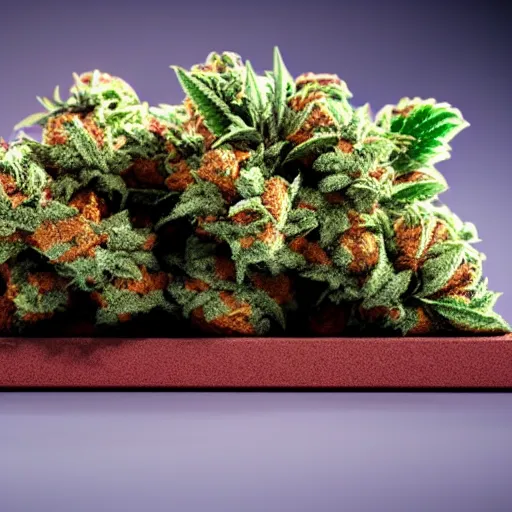 Image similar to a brick of cannabis marijuana, beautiful, octane render, nug pic, ray tracing, 8 k, unreal engine 5