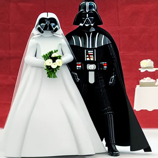 Image similar to darth vader at his wedding ceremony, white uniform, white helmet, 8 k