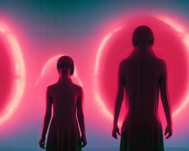 Prompt: a film still from beyond the black rainbow by panos cosmatos, dramatic, futuristic, cinematic lighting, high resolution