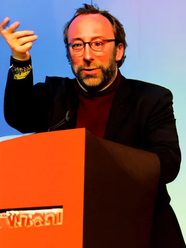 Image similar to a photograph of jimmy wales with wikipedia