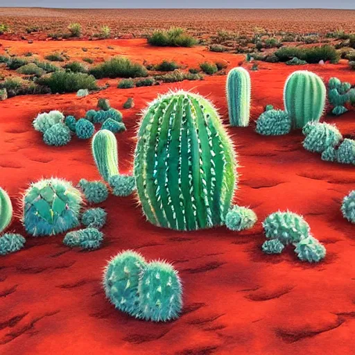 Prompt: walking in an isolated red desert, cactus, rocks, highly detailed, awarding winning art