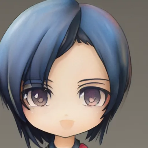 Image similar to beautiful water color concept art of the face detailing cute nendoroid girl in the style of line art, toon rendering, close-up, flat, lacking in three-dimensionality, flat tone, unshaded