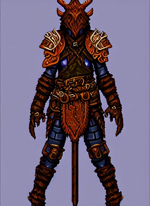 Prompt: a d & d druid in ceremonial leather armor, highly detailed, pixel art, artstation, concept art, smooth, sharp focus