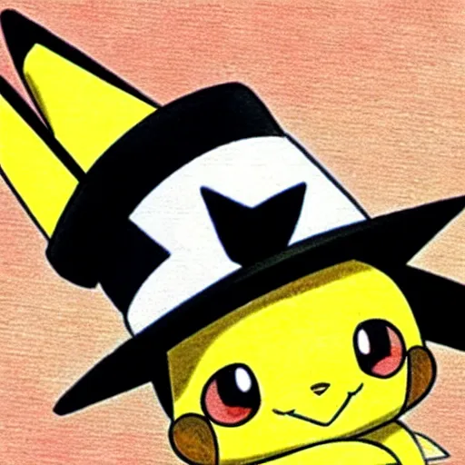 Image similar to Pichu Pokemon anime wearing a straw hat by Ken Sugimori