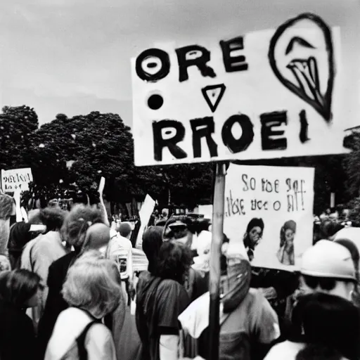 Prompt: protestor signs, 3 5 mm getty