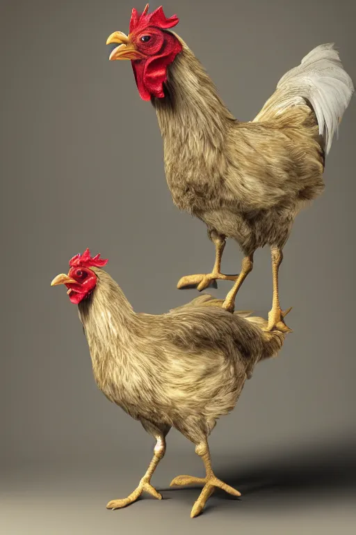 Image similar to a chicken wearing a formal overcoat, hyperrealistic, concept art, octane render, unreal engine 5, trending on artstation, high quality, highly detailed, 8 k, soft lighting, path traced, high coherence, digital art, beautiful, elegant clothes, trending on deviantart, masterpiece