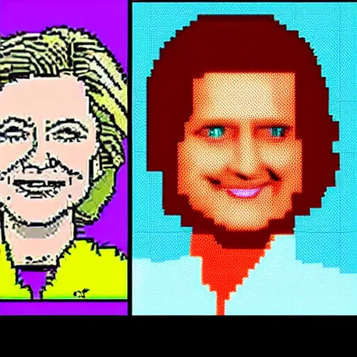 Image similar to intellivision pixel art of hillary clinton from 1 9 8 0