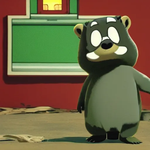 Prompt: tom nook gets trapped in the black lodge from twin peaks