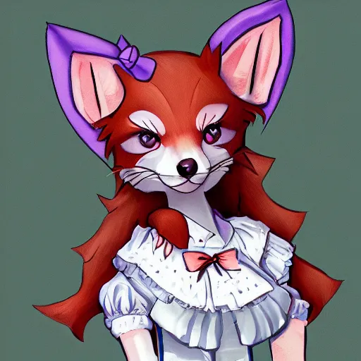 Image similar to a fox fursona wearing a maid outfit, highly detailed, digital art, trending on artstation, furry art