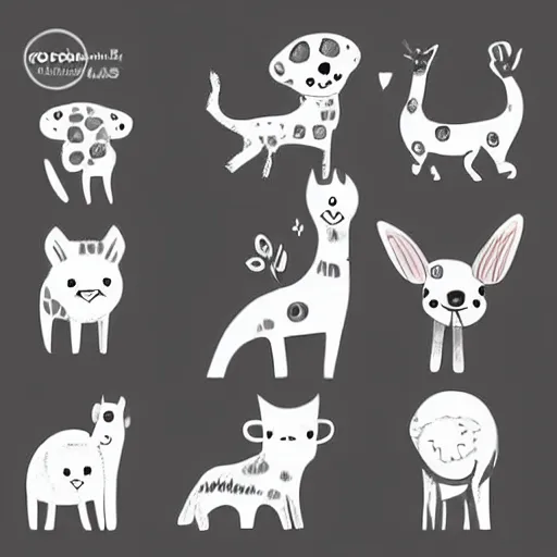 Image similar to cute animals, outline art, digital art, drawing, simplistic