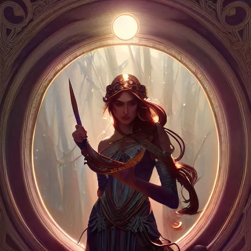 Image similar to Artemis, greek, fantasy, intricate, elegant, highly detailed, digital painting, artstation, concept art, matte, sharp focus, illustration, art by Artgerm and Greg Rutkowski and Alphonse Mucha