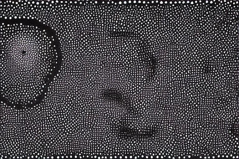 Image similar to face made out of planet, faceless people dark, dots, drip, stipple, pointillism, technical, abstract, minimal, style of francis bacon, asymmetry, pulled apart, cloak, hooded figure, made of dots, abstract, balaclava