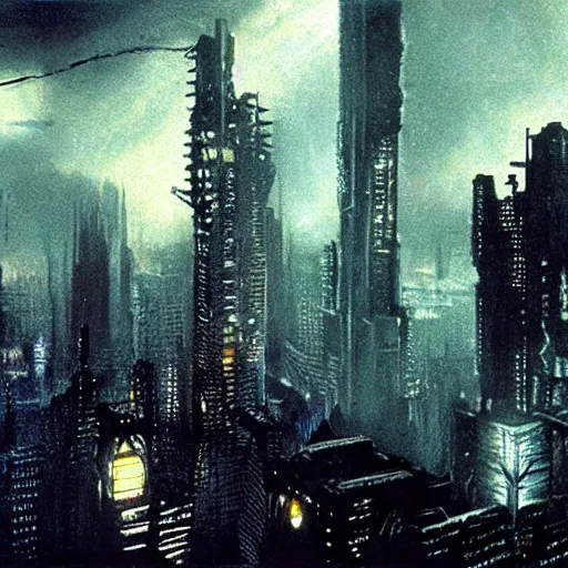 Image similar to blade runner brutallism city, sharp focus, concept art, Ridley Scott, cinematic shot