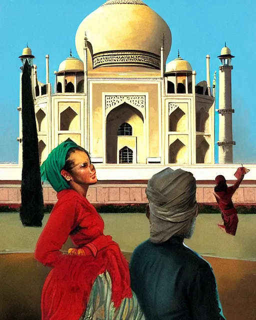 Image similar to tuesday weld visits the taj mahal by mort kunstler