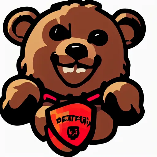 Image similar to in the style of max prentis and deathburger and laurie greasley a vector e-sports sticker logo of a teddy bear, highly detailed, colourful, 8k wallpaper