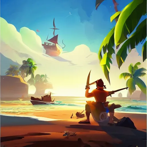 Image similar to painting treasure on sea of thieves game smooth median photoshop filter cutout vector, behance hd by jesper ejsing, by rhads, makoto shinkai and lois van baarle, ilya kuvshinov, rossdraws global illumination