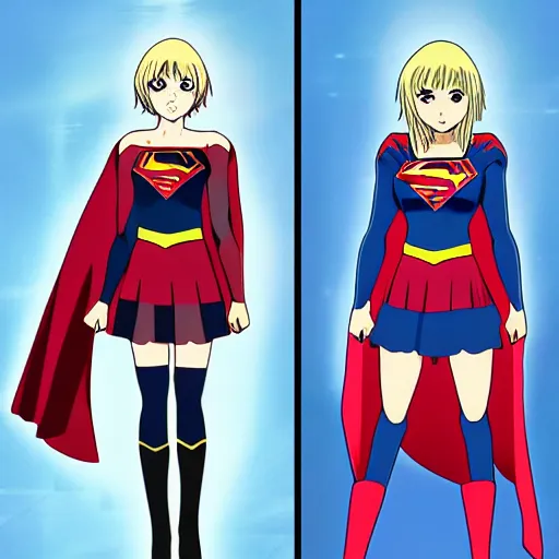 Prompt: anime visual of supergirl heat vision eyes