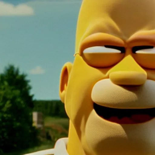 Prompt: cinematic film still of Homer Simpson