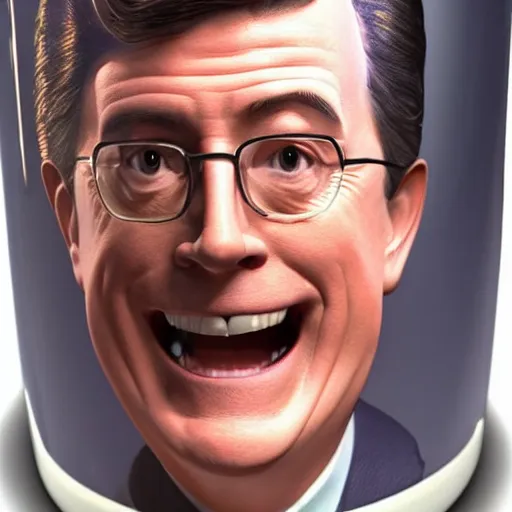 Image similar to stephen colbert face in a mug of beer, 8 k, ultra realistic details