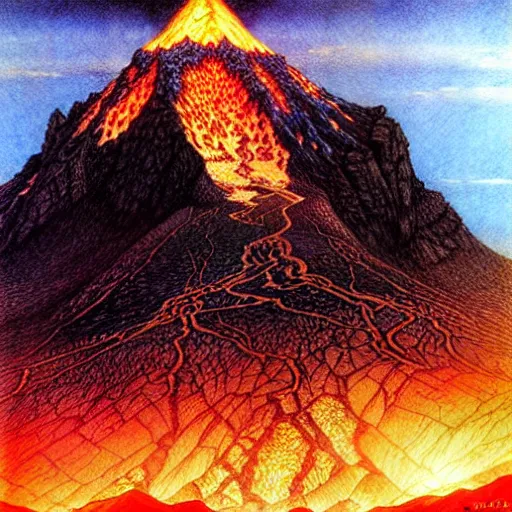 Image similar to poutine from mount doom by alan lee and john howe