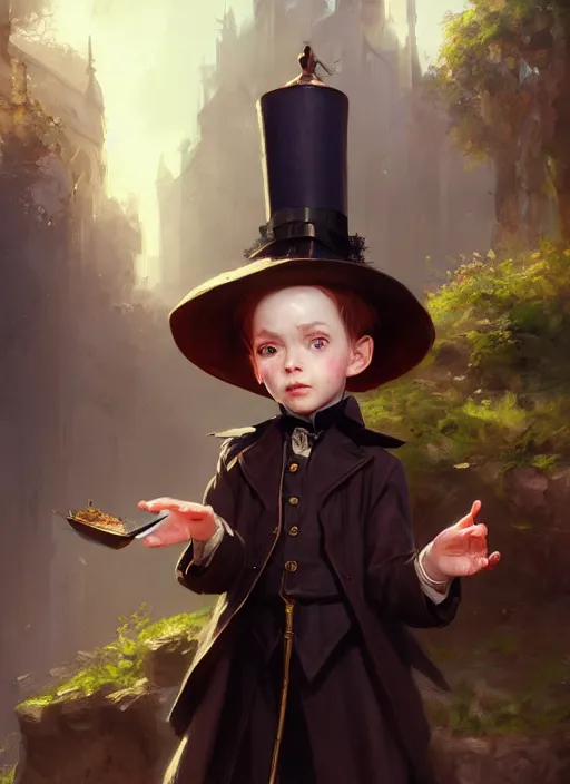 Prompt: character concept art of a victorian child magician, key visual, realistic shaded perfect face, fine details, dystopian environment and background, by stanley artgerm lau, wlop, rossdraws, james jean, andrei riabovitchev, marc simonetti, and sakimichan, trending on artstation