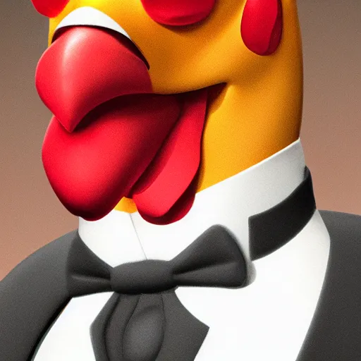 Image similar to a closeup portrait of an antropomorphic chicken wearing a suit, photorealistic