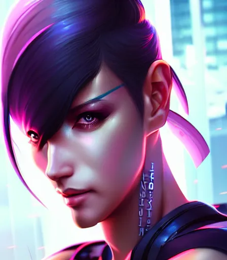 Image similar to beautiful portrait of a cyberpunk goddess who looks like Chun Li , character design by charlie bowater, ross tran, artgerm, and makoto shinkai, detailed, soft lighting, rendered in octane