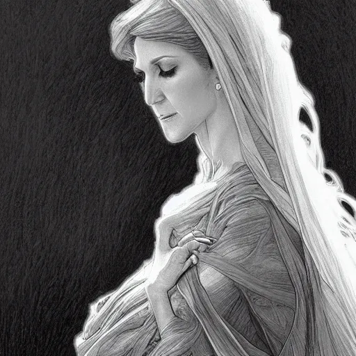 Image similar to amazing lifelike award winning pencil illustration of Celine Dion trending on art station artgerm Greg rutkowski alphonse mucha cinematic