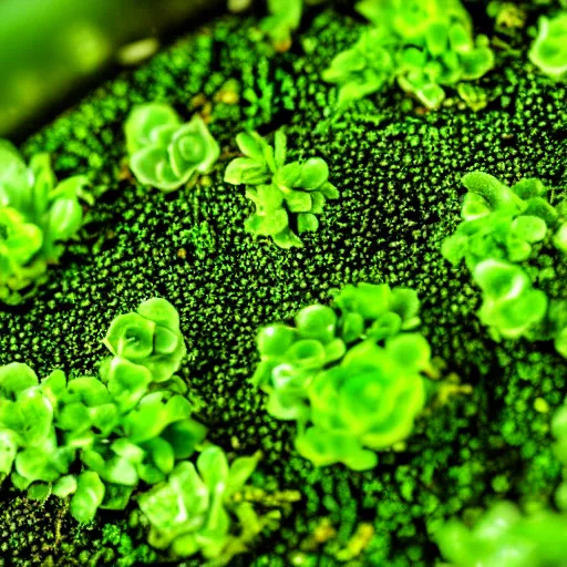 Prompt: lush green terrarium, macro shot, 4k