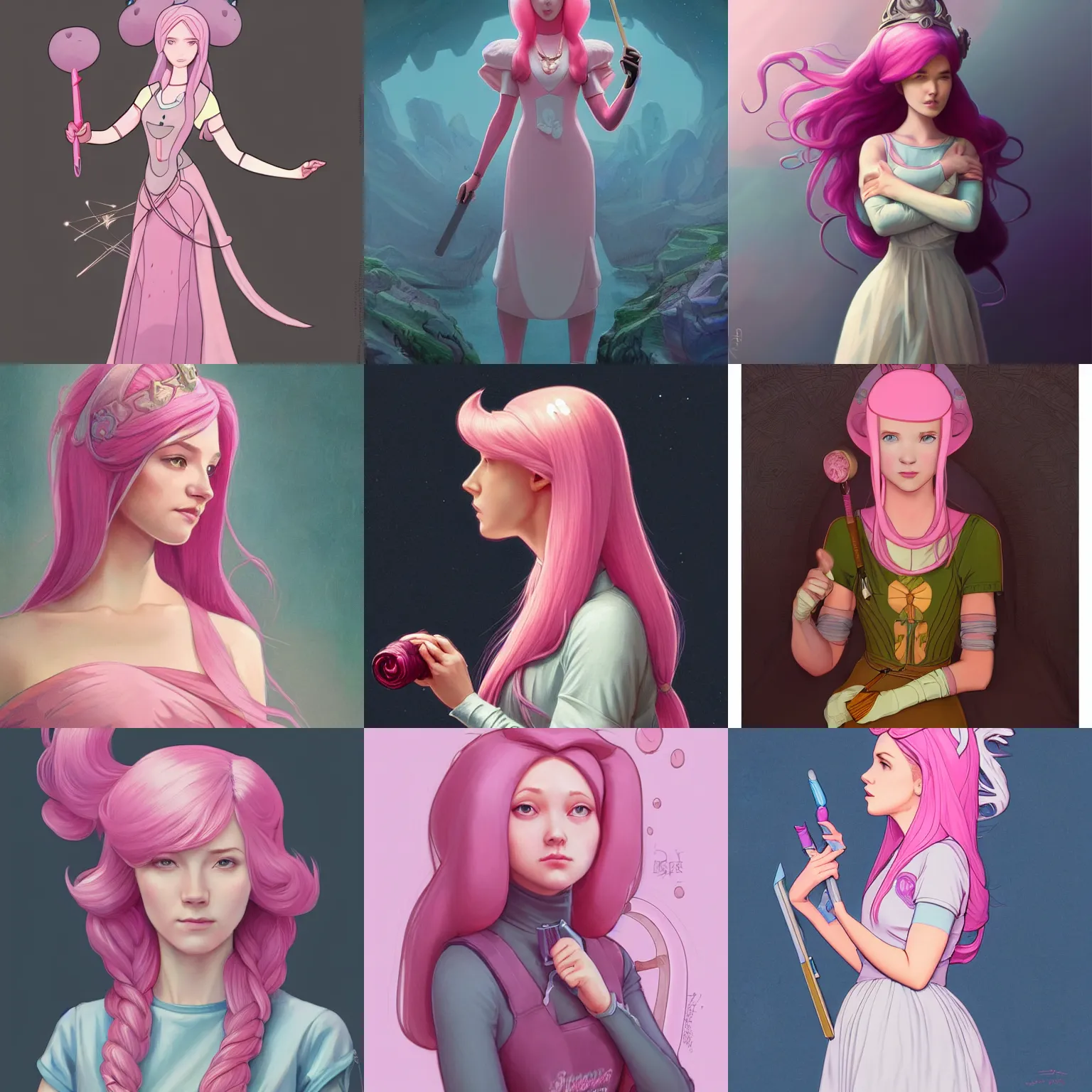 Prompt: Princess Bubblegum from Adventure Time, stern look, serious, arms crossed, Mark Edward Fischbach, intricate, highly detailed, digital painting, artstation, concept art, smooth, sharp focus, illustration, Unreal Engine 5, 8K, art by artgerm and greg rutkowski and alphonse mucha