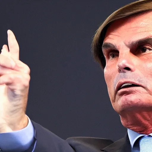 Prompt: bolsonaro handing a middle finger