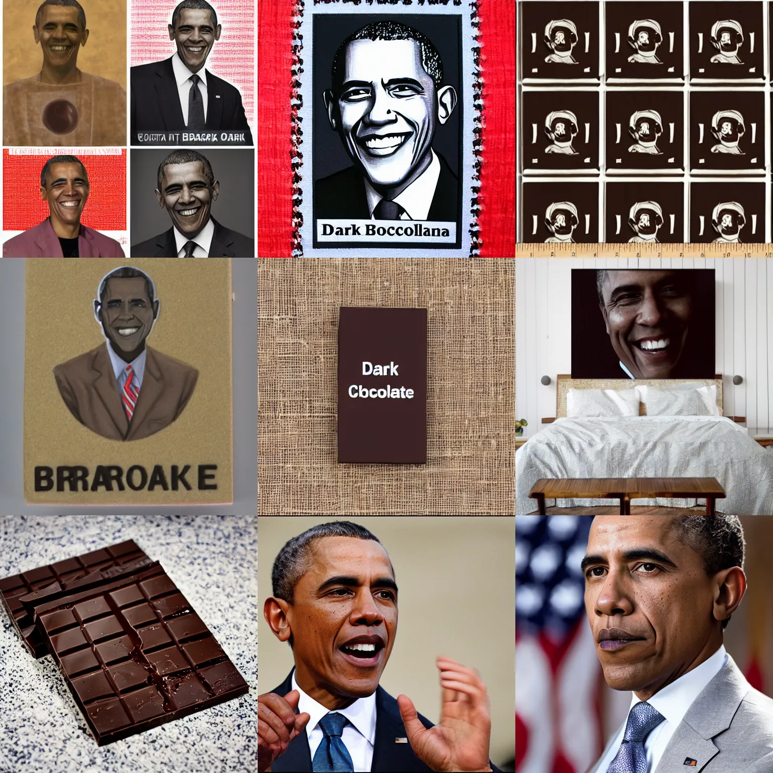 Prompt: dark chocolate barak obama emboss