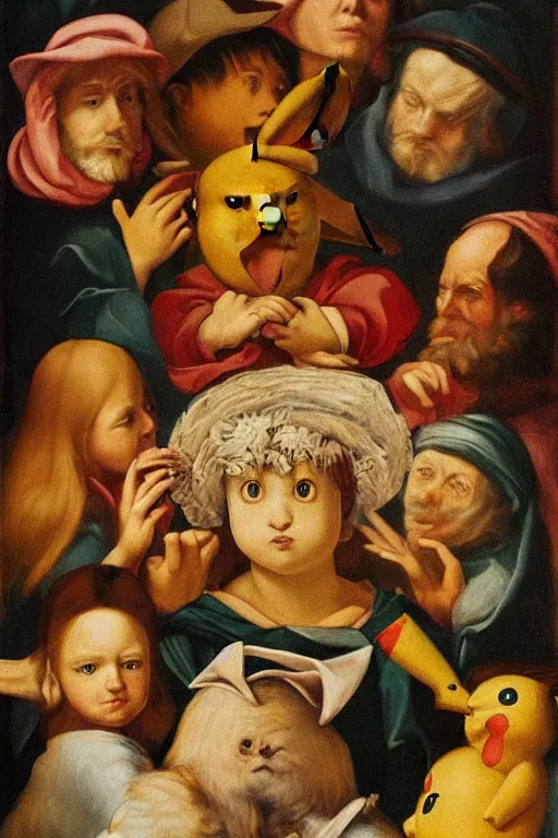 Prompt: a portrait from pikachu, renaissance painting