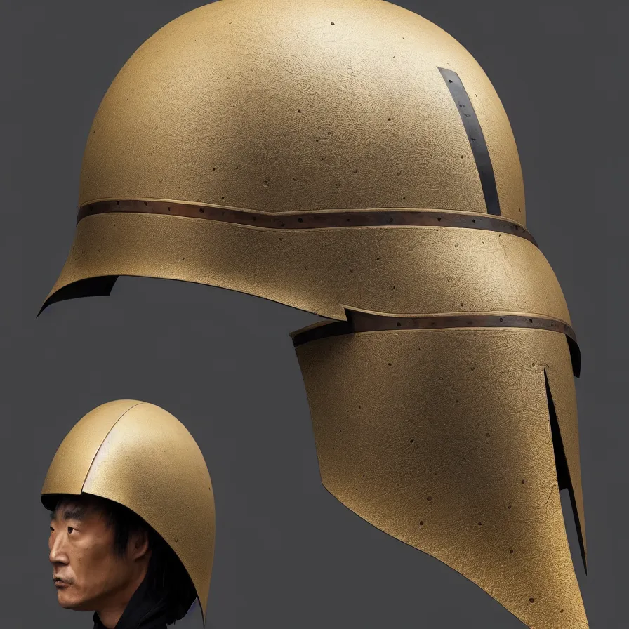 Image similar to single ancient samurai helmet ; designed by c. a. k. e., marc newsom, zaha hadid, blond ltd, layer design ; natural materials ; industrial design ; behance ; le manoosh ; pinterest ; if design award ; reddot design award