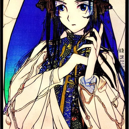 Image similar to anime girl, artwork by Harry Clarke, highly detailed, anime, manga