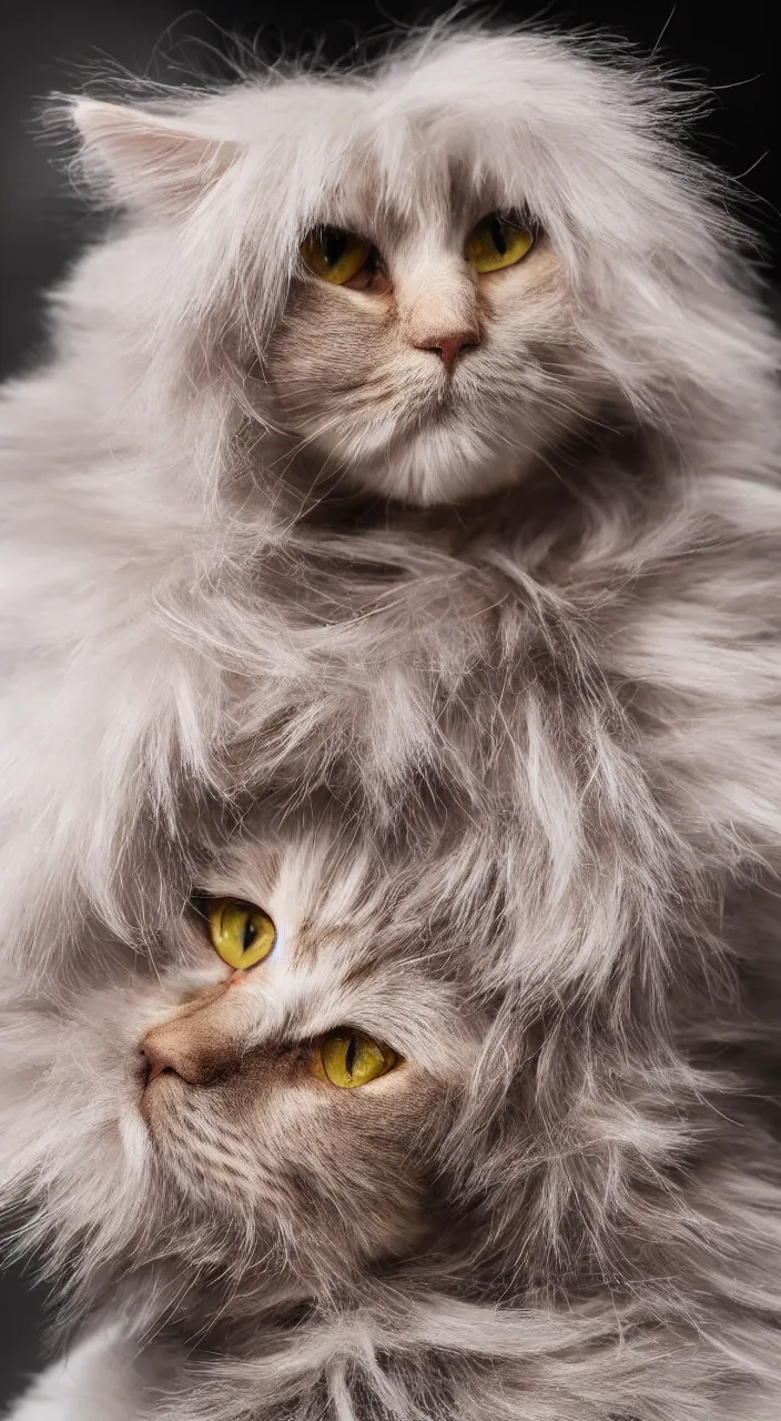 Image similar to one cat with a wig, highly detailed, photography