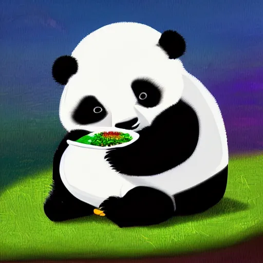 Prompt: panda drinking coke digital art