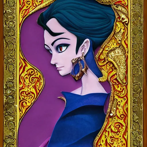 Image similar to side_profile_centered_painted_portrait_Maya_Ali_as_a_storm_sorcerer_colourful_pretty_face_intricate_eyes_beautiful_elegant_Animeby - H704 - C14.0