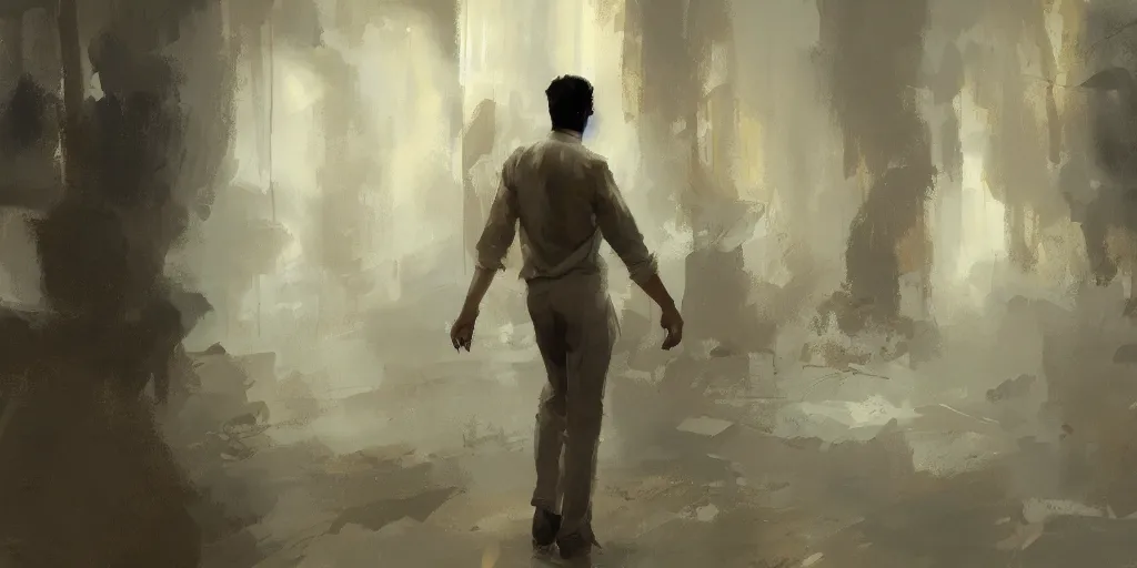 Prompt: a person standing, by Craig Mullins
