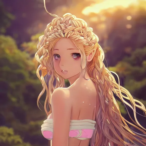 blonde, smiling, blue eyes, bare shoulders, Maxwelzy, anime girls, Princess  Connect Re:Dive, Saren (Princess Connect) | 2000x2000 Wallpaper -  wallhaven.cc