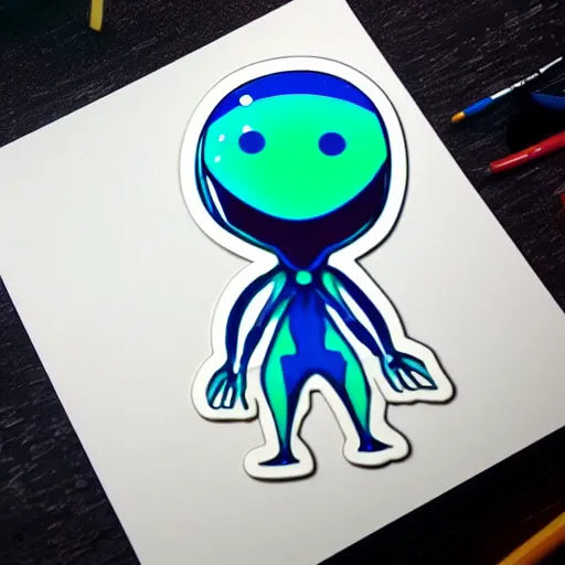 Image similar to Reddit Alien, sticker illustration