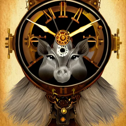 Prompt: digital illustration of a steampunk clockwork unicorn, deviantArt, artstation, artstation hq, hd, 4k resolution