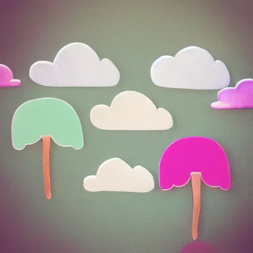 Image similar to “falling asleep with cute elephants made from clouds, illustration, detailed, smooth, pink white and green”