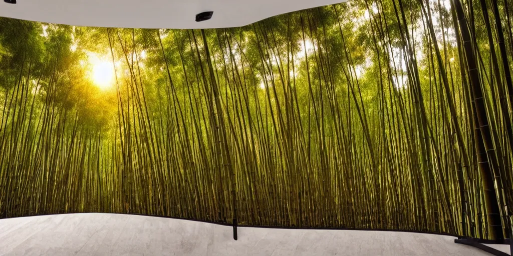 Prompt: ultra wide angle matte painting of the shunan bamboo forest in china, majestic!!! beautiful!!!, ethereal!!! ultra realistic, golden hour, volumetric lighting, sharp focus