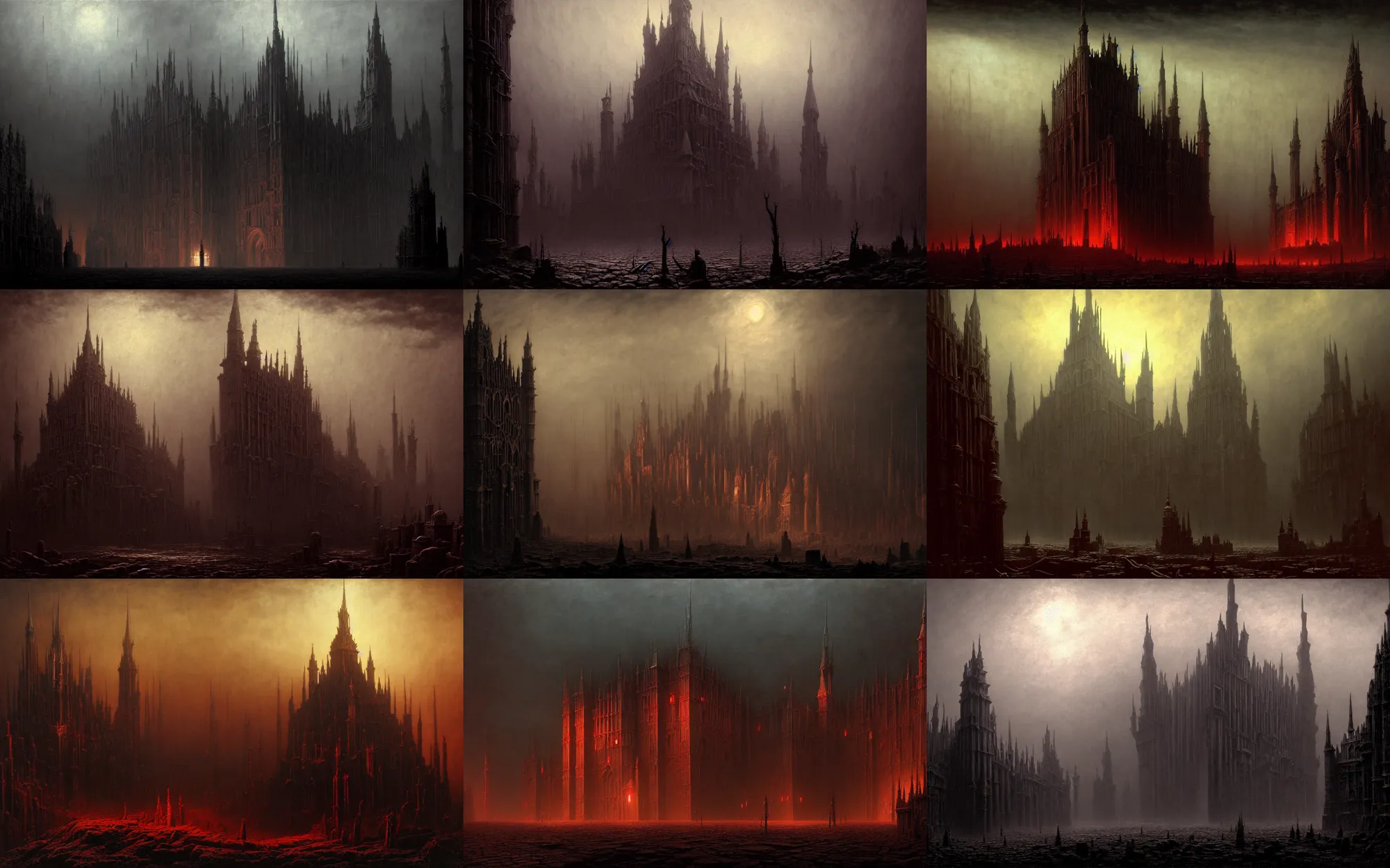 Prompt: detailed art by carl gustav carus and zdzislaw beksinski of anor londo from dark souls, 8 k resolution, smooth, sharp focus, dramatic dark eerie lighting, matte painting