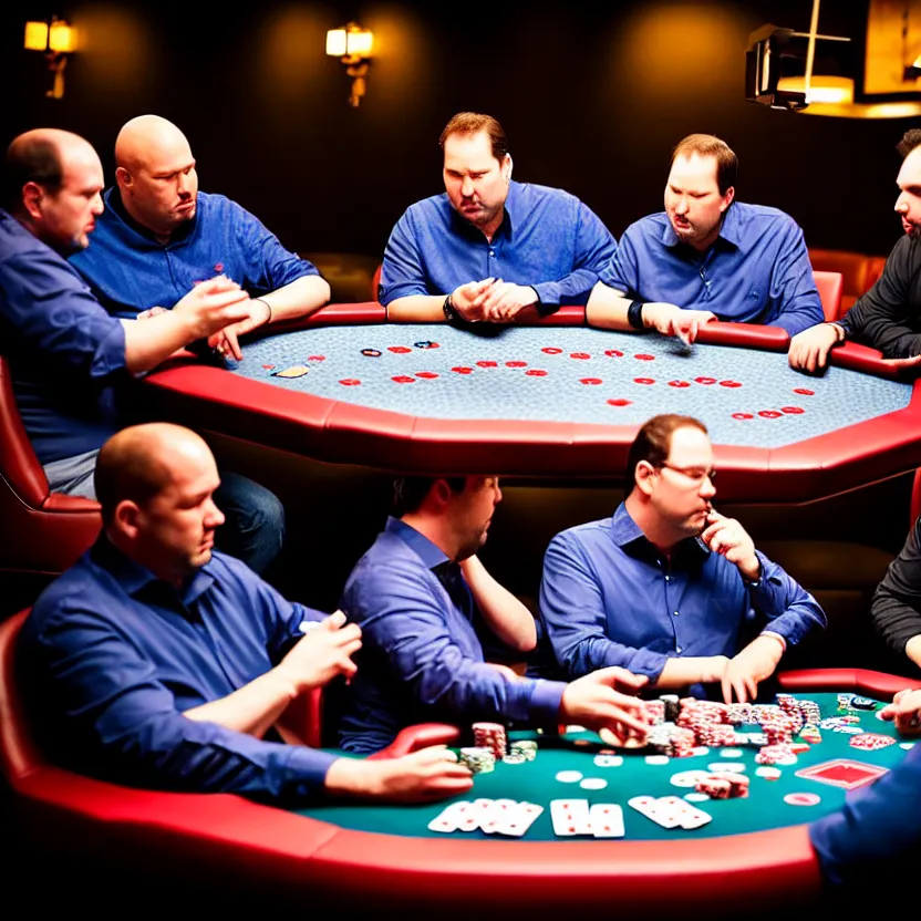 Prompt: studio professional photo of the gods of poker conspiring against phil hellmuth in the world series of poker final table, wide angle lens, 3 5 mm, canon, sharp focus, centered shot at the table, breathtaking, groundbreaking, award winning, superb, cinematic, 4 k, high resolution, hyper realist, intricate, ultra detailed